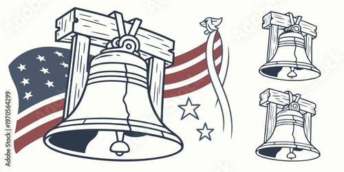 Liberty Bell and American Flag Vector Patriotic Design