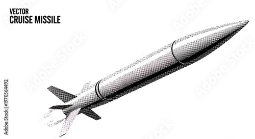 Vector illustration of a cruise missile in flight  military weapon technology