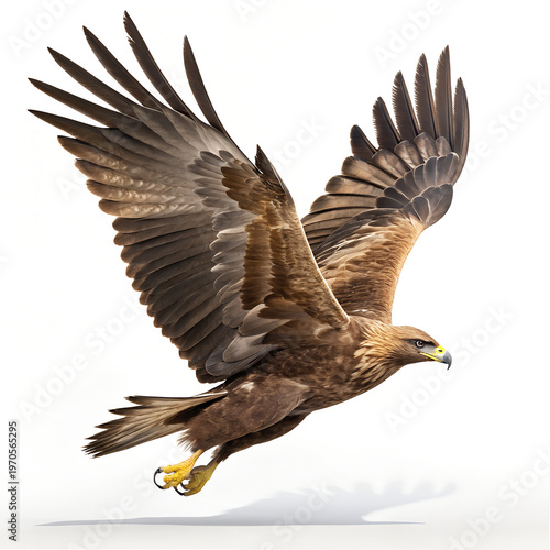 Brown Eagle in Flight with Outstretched Wings and Talons Extended