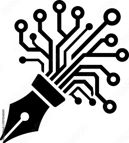Fountain pen digital signature circuit data creation pictogram