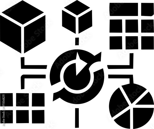 Data processing and analytics rotation cycle pictogram