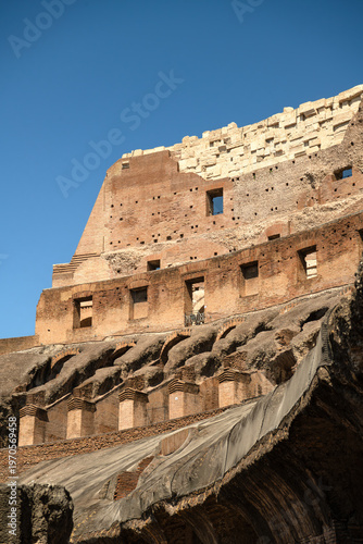 Fotografie Interior Wall and Arches of the Colosseum in Rome, Italy