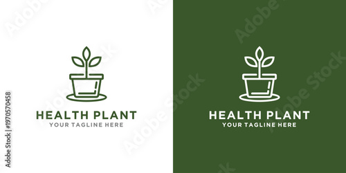 Health Plant Logo Design with Green Background and White Text.