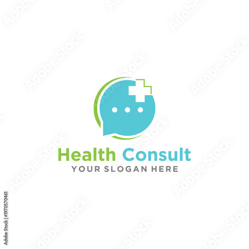 Health Consult Logo Modern Medical Chat Communication Design.