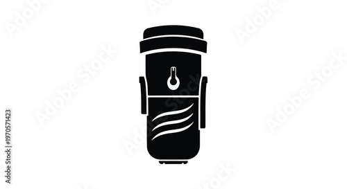 A cylindrical object, possibly a vacuum cleaner part or container, features wavy lines on its surface.