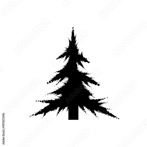 Black Pine Tree Silhouette Graphic.