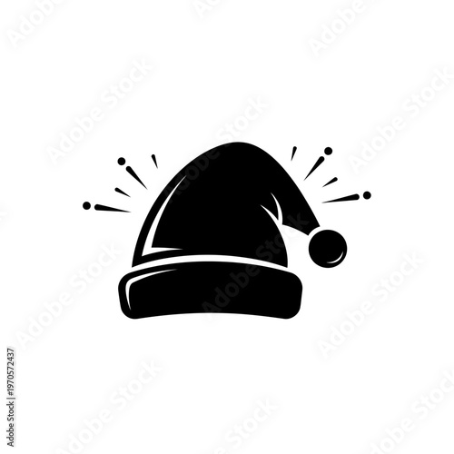 Black Santa Claus Christmas Hat Icon.