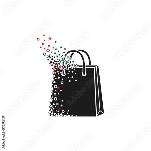 Black Shopping Bag with Colorful Circles.