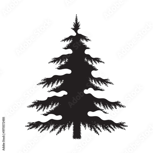 Black silhouette of a pine tree.