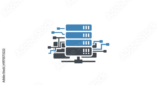 Flat Vector Data Center Server Icon, Cloud Computing Infrastructure, Database Technology, Network System, Hosting Service Concept, Modern IT Illustration