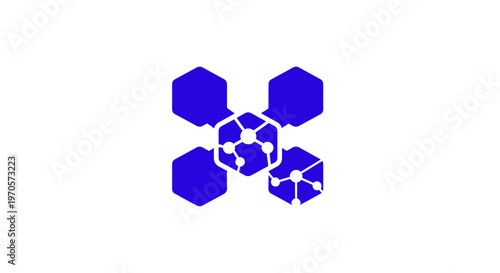 Flat Vector Abstract Blockchain Network Icon, Digital Technology Connection, Data System Structure, Web3 Concept, AI Network Symbol, Modern Minimal Tech Illustration