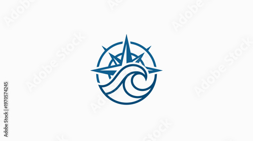 Nautical Compass and Wave Logo Design
