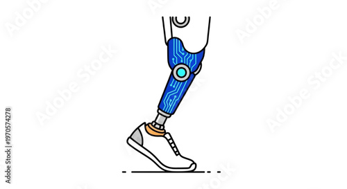 Prosthetic Leg Illustration with Advanced Technology and Modern Design