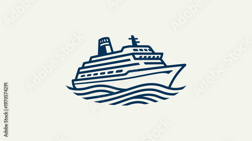 Cruise Ship Icon On Cream Background