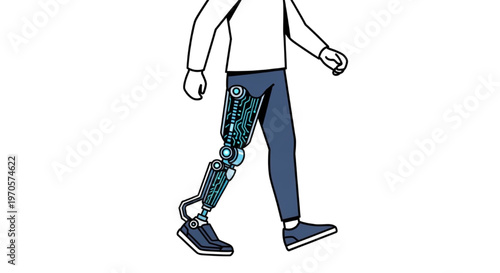 Person with Advanced Prosthetic Leg Walking with Technological Innovation