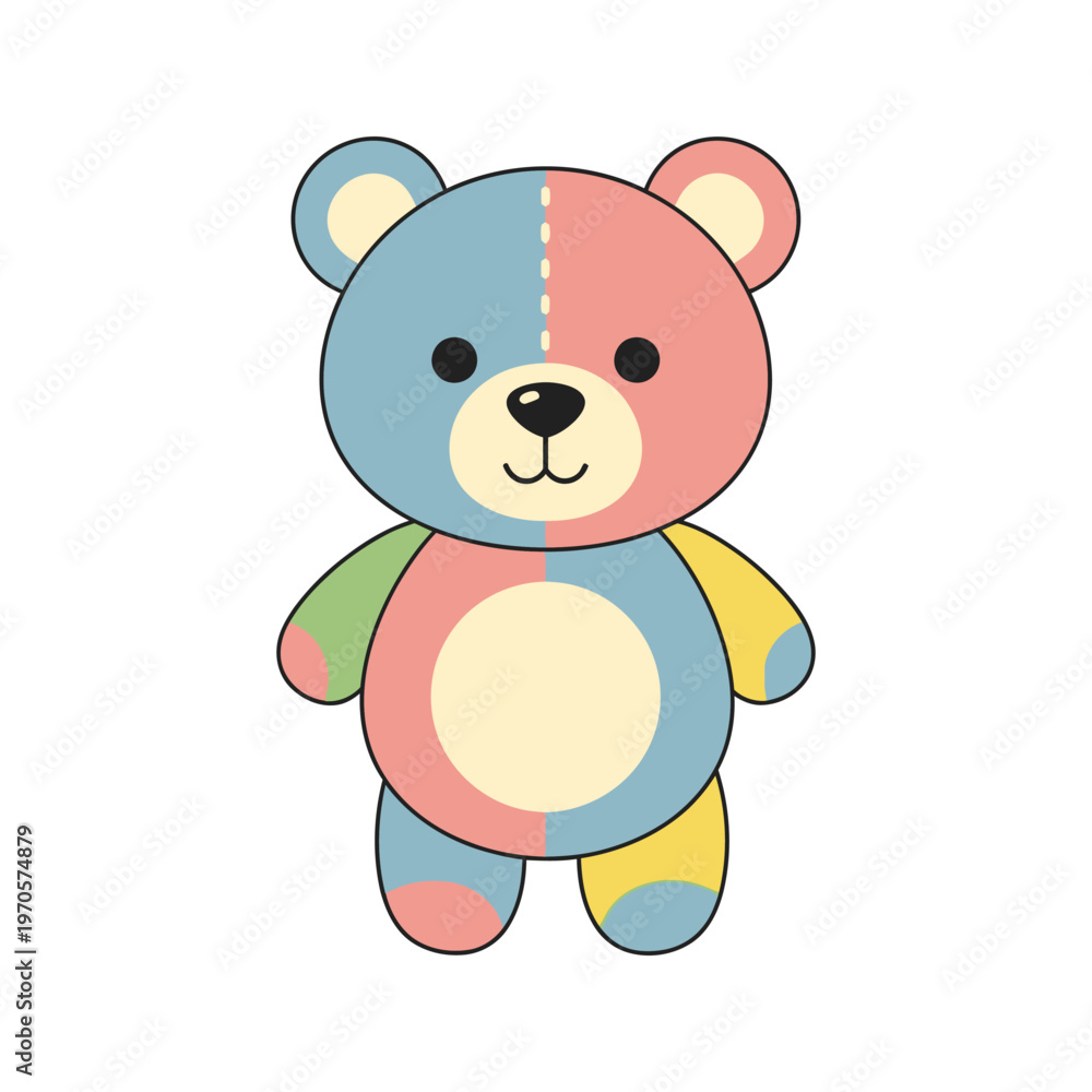 Fototapeta premium A cute sitting brown teddy bear character holding a red heart in a sweet cartoon vector illustration, perfect for a baby valentine gift or childhood art drawing