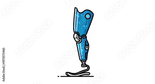 Advanced Bionic Prosthetic Leg Featuring Integrated Circuitry, Symbolizing Medical Technology and Human Enhancement