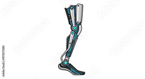 Futuristic Bionic Prosthetic Leg Illustration Showing Advanced Robotics and Human Augmentation Technology
