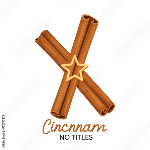 Cinnamon Delight: Two fragrant cinnamon sticks are artistically arranged, creating a visually appealing composition, and adorned with a star-shaped ornament.