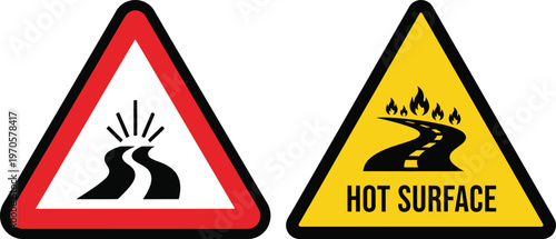 Warning signs for hot road surface