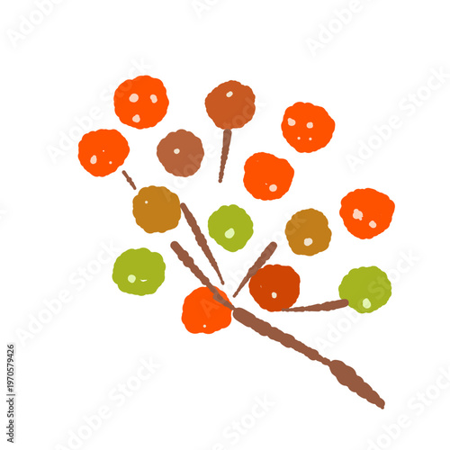 Branch with Red and Green Sansho Berries