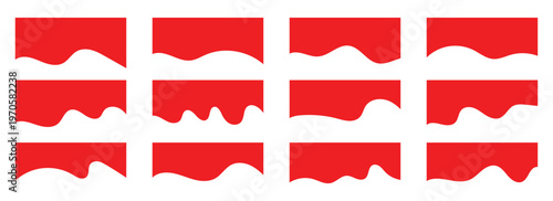 Collection of  red dividers shape templates. Modern separator header for website and app. Curve lines, wave collection of abstract design.  Vector illustration.  