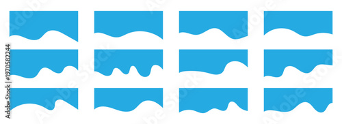 Blue separator footer, modern divider shape.  Collection of  wavy abstract divider shapes. Wavy blue decorative border for web design Website divider border vector illustration.  Eps10