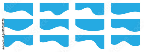 Blue separator footer, modern divider shape.  Collection of  wavy abstract divider shapes. Wavy blue decorative border for web design Website divider border vector illustration.  Eps10