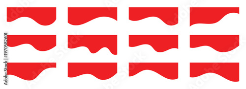 Collection of wavy red decorative border for web design element vector.  Divider suitable for banners, dividers, headers, backgrounds, decorative elements, website. Eps10