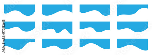 Abstract blue wave divider shape collection for banners, dividers, headers, backgrounds, decorative elements, website and more.  Vector illustration.