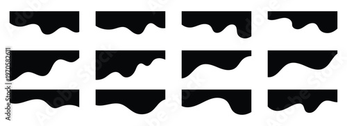 Abstract black wave divider shape collection for banners, dividers, headers, backgrounds, decorative elements, website and more.  Vector illustration.