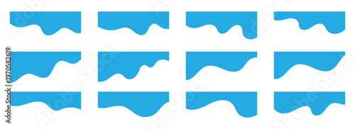 Abstract blue wave divider shape collection for banners, dividers, headers, backgrounds, decorative elements, website and more.  Vector illustration.