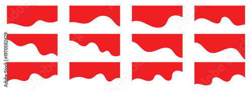 Abstract red wave divider shape collection for banners, dividers, headers, backgrounds, decorative elements, website and more.  Vector illustration.