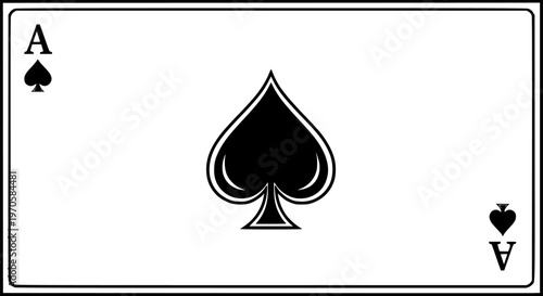 Black and white ace of spades playing card icon on white background
