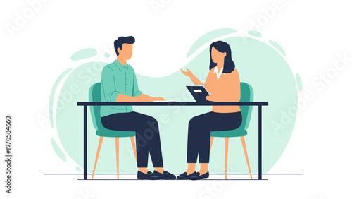 Job Interview: Candidate and Recruiter Discussing Career at Desk