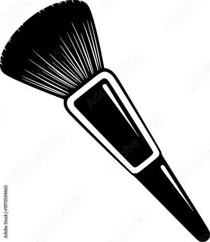 Monochrome makeup brush silhouette on white background
