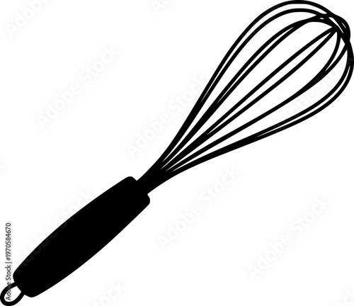 Silhouette of a kitchen whisk on white background
