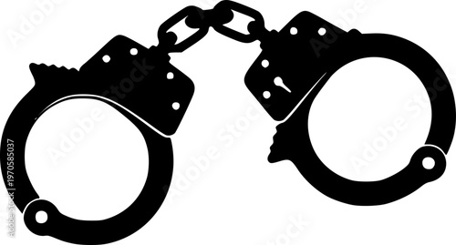 Black silhouette of handcuffs on white background symbolizing law enforcement

