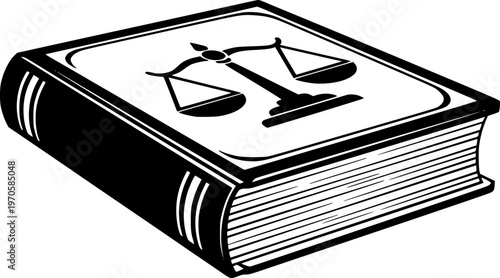 Law book with scales of justice icon on cover illustrating legal principles

