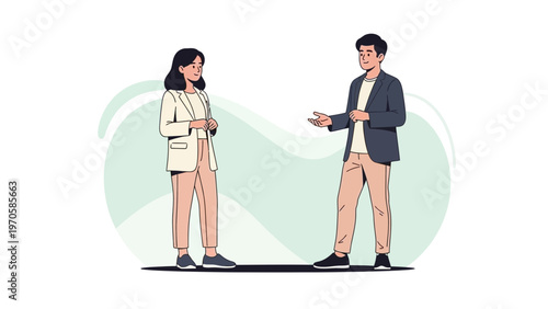 Business Meeting: Man and Woman Discussing Ideas in a Modern Office Setting