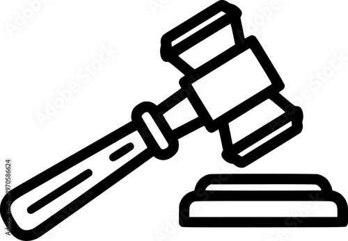 Black and white gavel icon symbolizing justice and law
