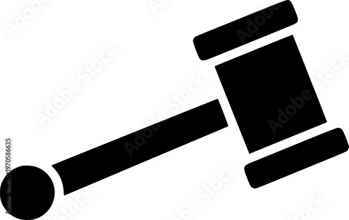 Black and white gavel icon symbolizing justice and law
