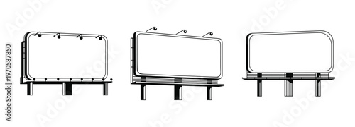 Billboard advertising vector display outdoor blank street banner mockup set up.