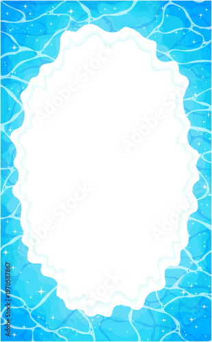 キラキラした波打ち際の透過フレーム_縦