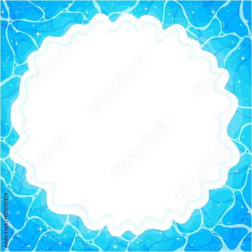 キラキラした波打ち際の透過フレーム_正方形