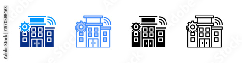 Facility Multiple Style Icon Set Vector 
