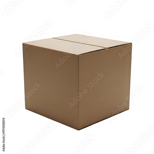 A simple brown cardboard box used for shipping and storing various household goods or products for delivery and safe transport isolated on transparent background
