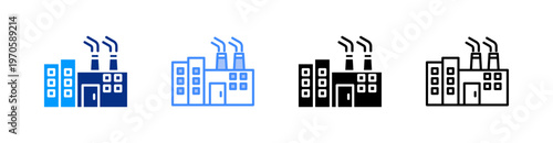 Industry Multiple Style Icon Set Vector 