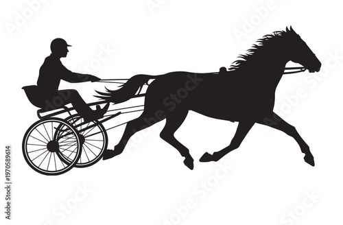 A black silhouette illustration of a girl riding a horse in an elegant equestrian style on a clean white background