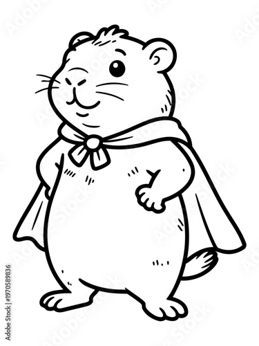 Super Hamster Ready for Action: A charming hamster, adorned with a cape, strikes a heroic pose, embodying courage and the spirit of adventure.